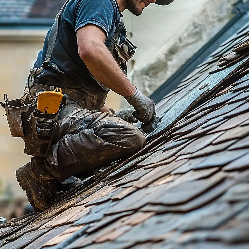 Réparation de toiture en ardoise sur maisons anciennes